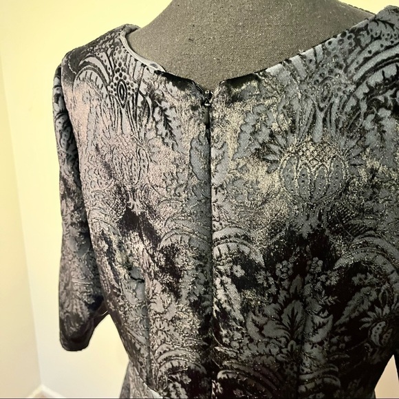 Barbara Bates vintage black women’s designer luxury embossed velour dress Size10 - Picture 4 of 9